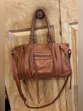 Day & Mood cognac  Fringed Leather Shoulder/Crossbody Bag